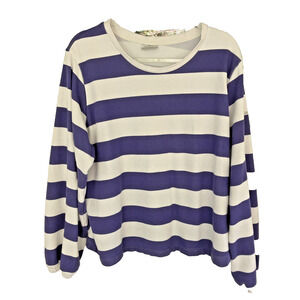 Columbia Women's Trek Rugby Sweatshirt Purple White Striped Crew Neckline Sz 1X
